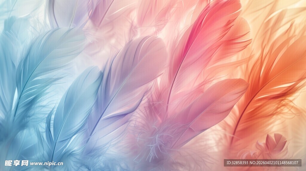 梦幻多彩羽毛背景图