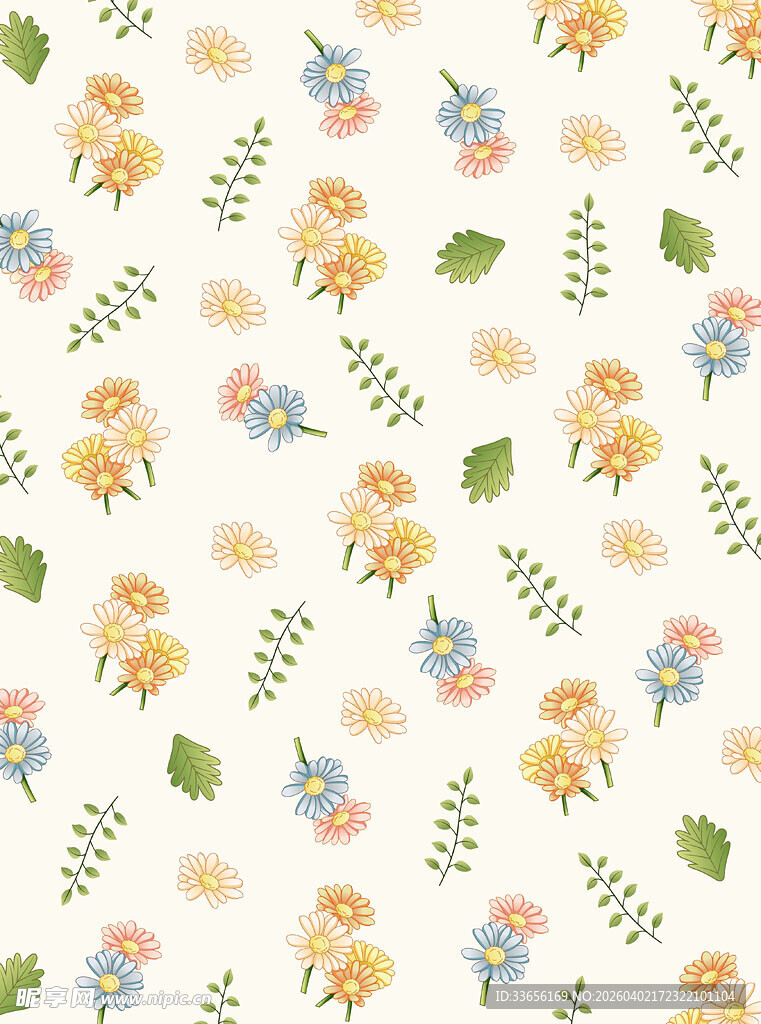 清新花朵田园风无缝图案
