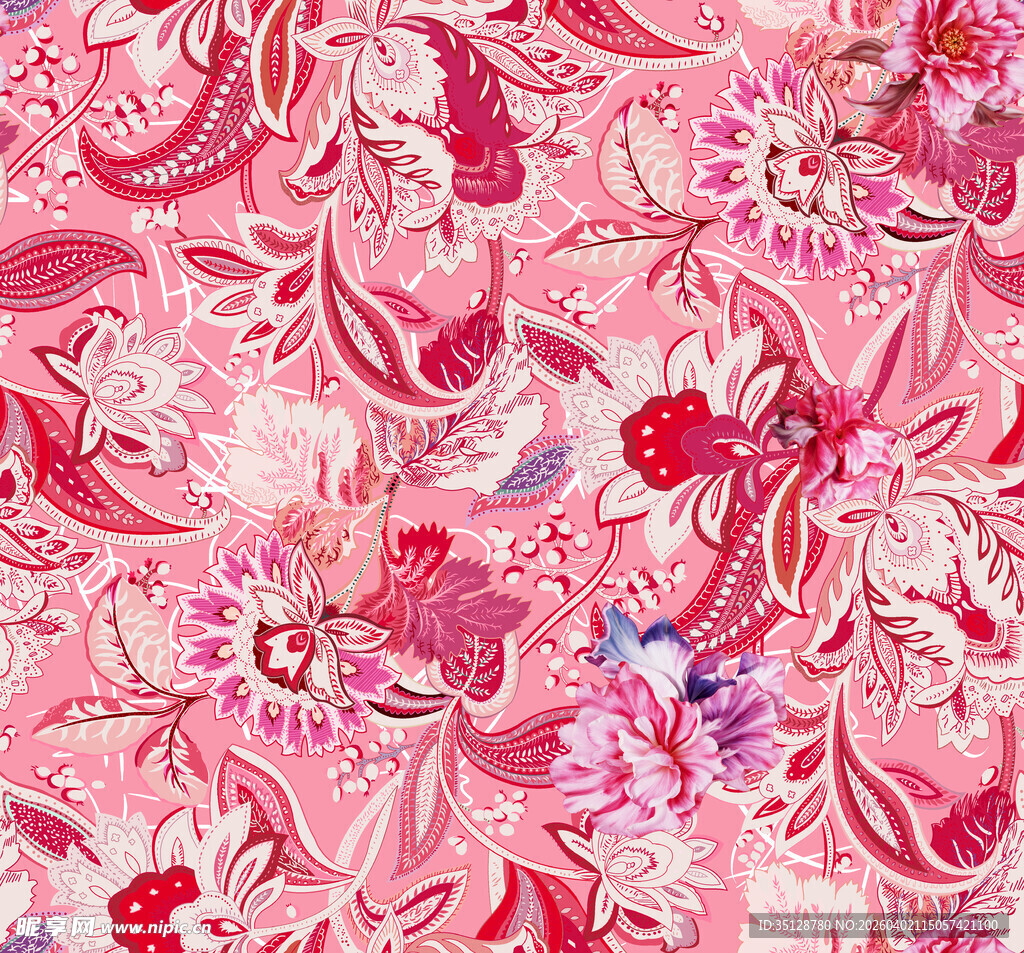 粉色花卉图案精美纹理
