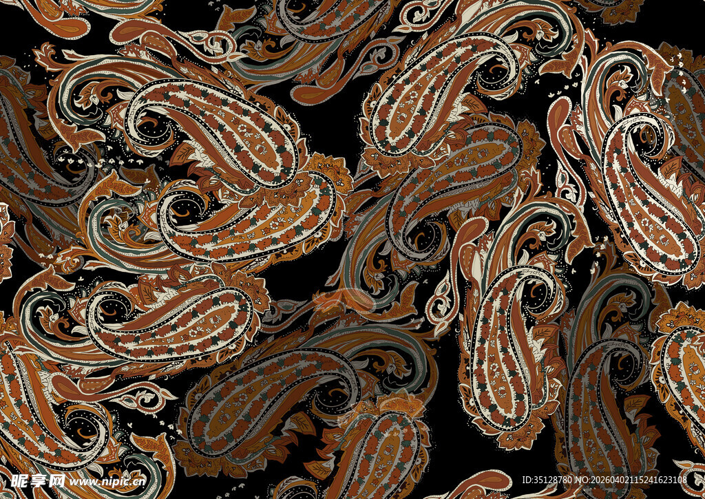 复古佩斯利花纹图案