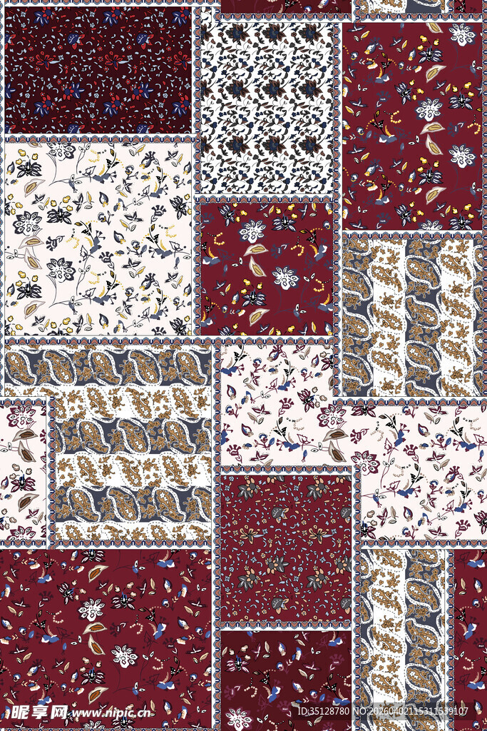 多彩拼布图案纹理展示