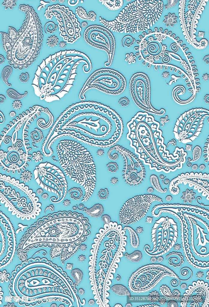 蓝底佩斯利花纹图案