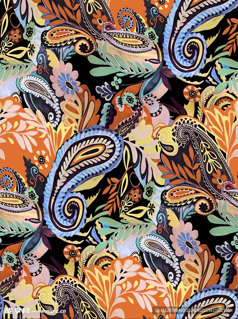 多彩花卉鸟类图案纹理