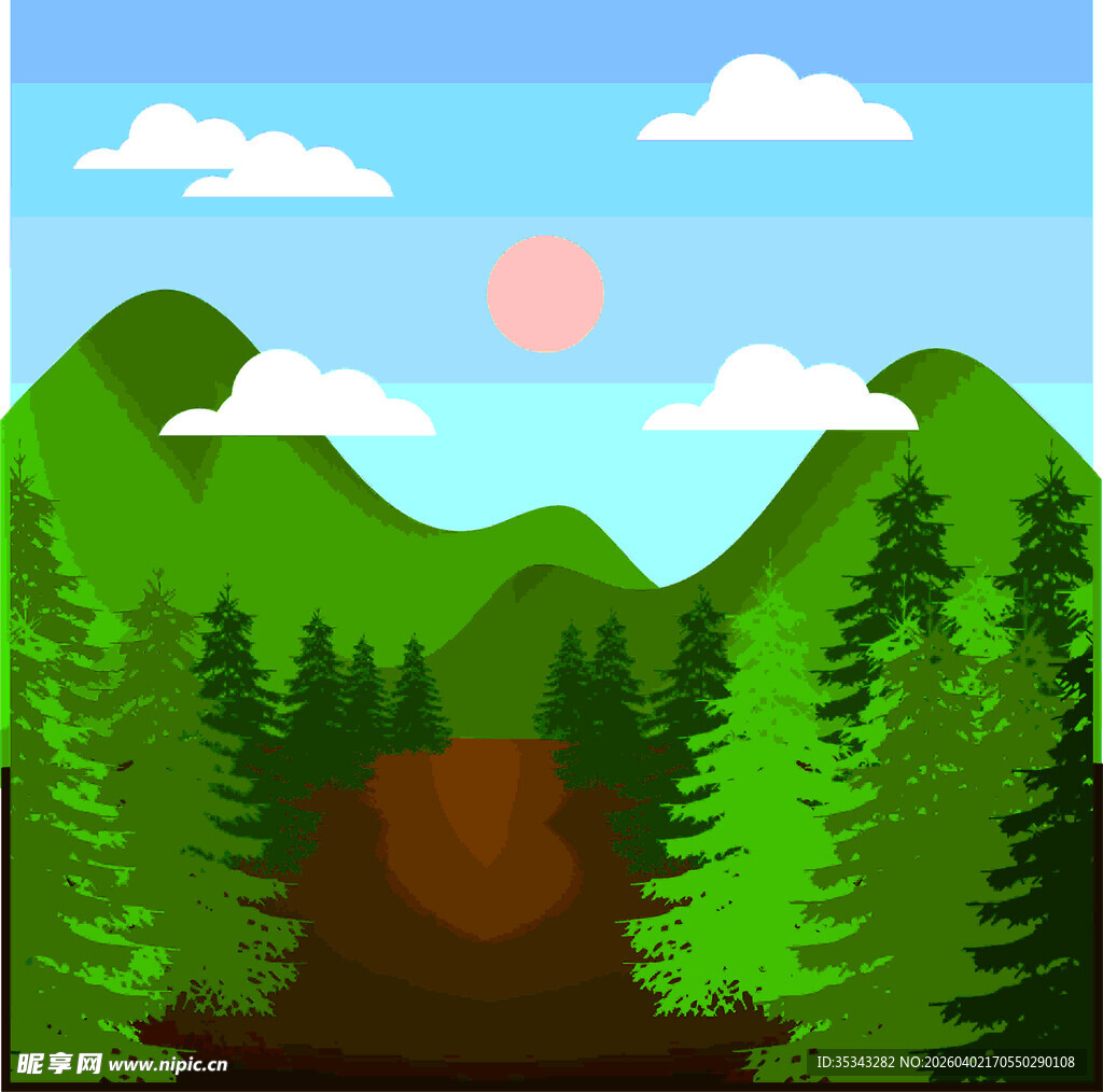 山林间的日出美景