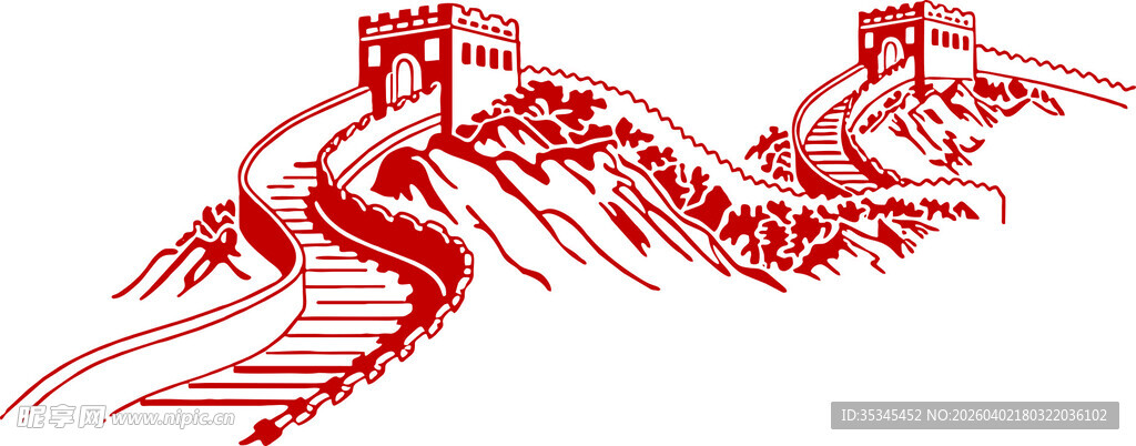 中国风龙形长城艺术图案