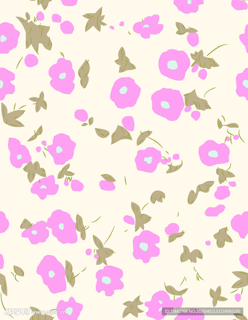 粉色花卉图案背景布料