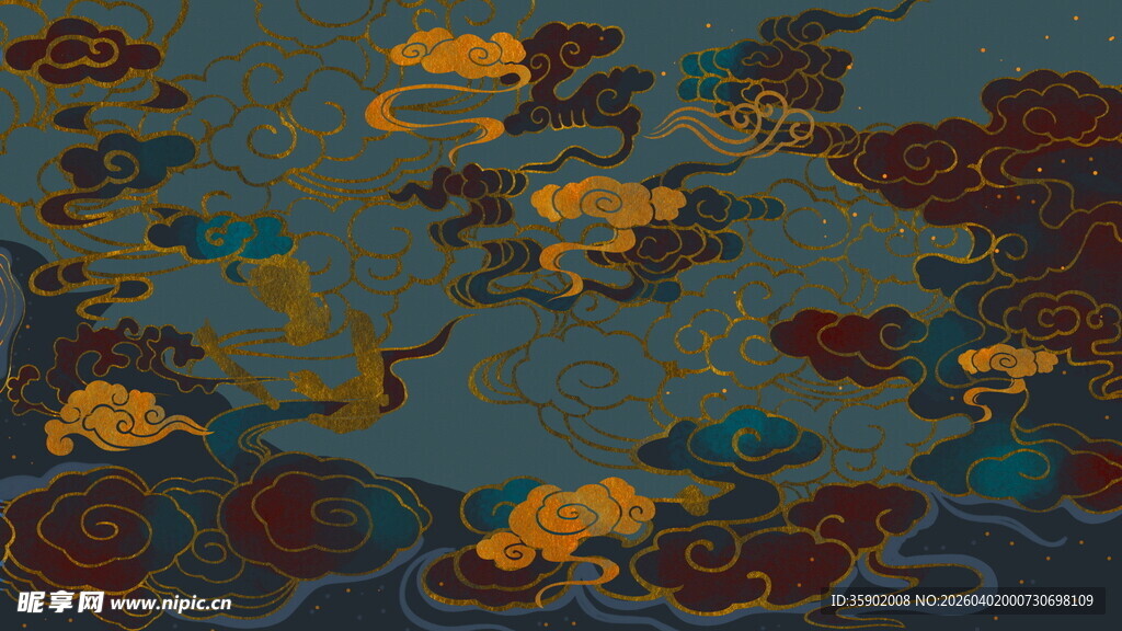 中式荷塘古风插画