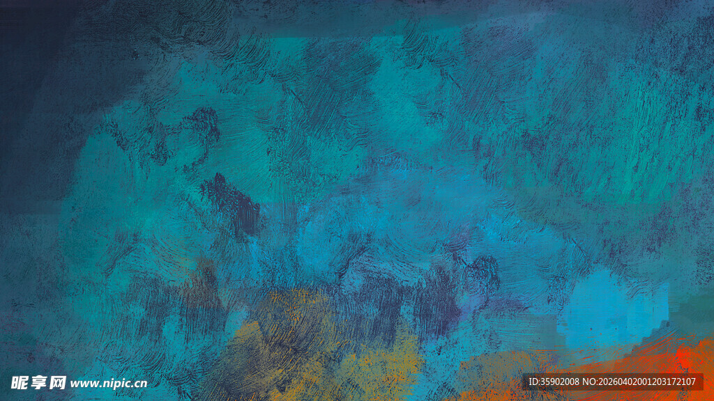 抽象蓝橙渐变艺术画作