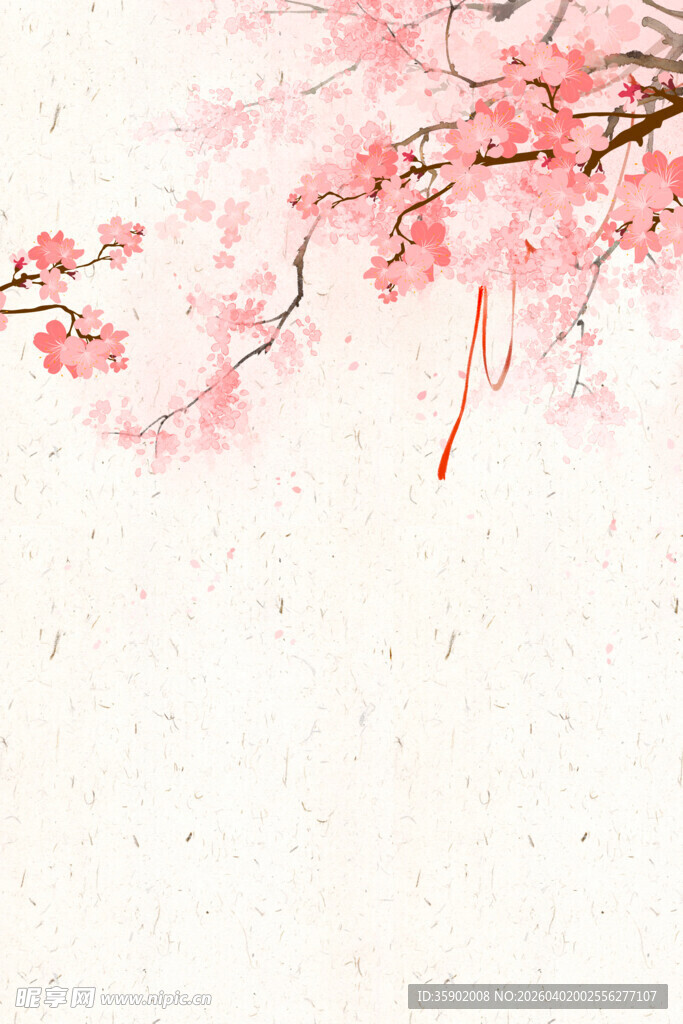 粉色樱花枝唯美春日景