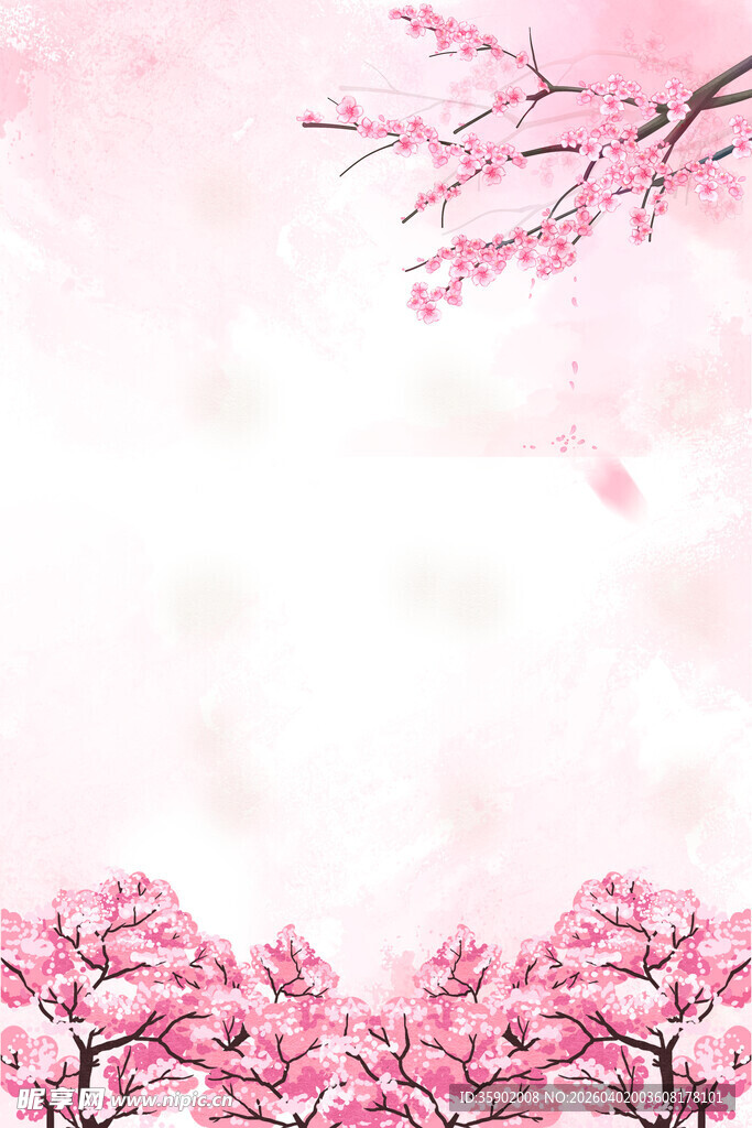 浪漫粉色樱花背景图