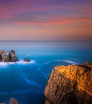 海边黄昏岩石美景