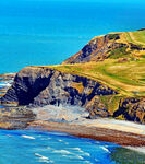 海岸风光蓝天下的壮丽景致
