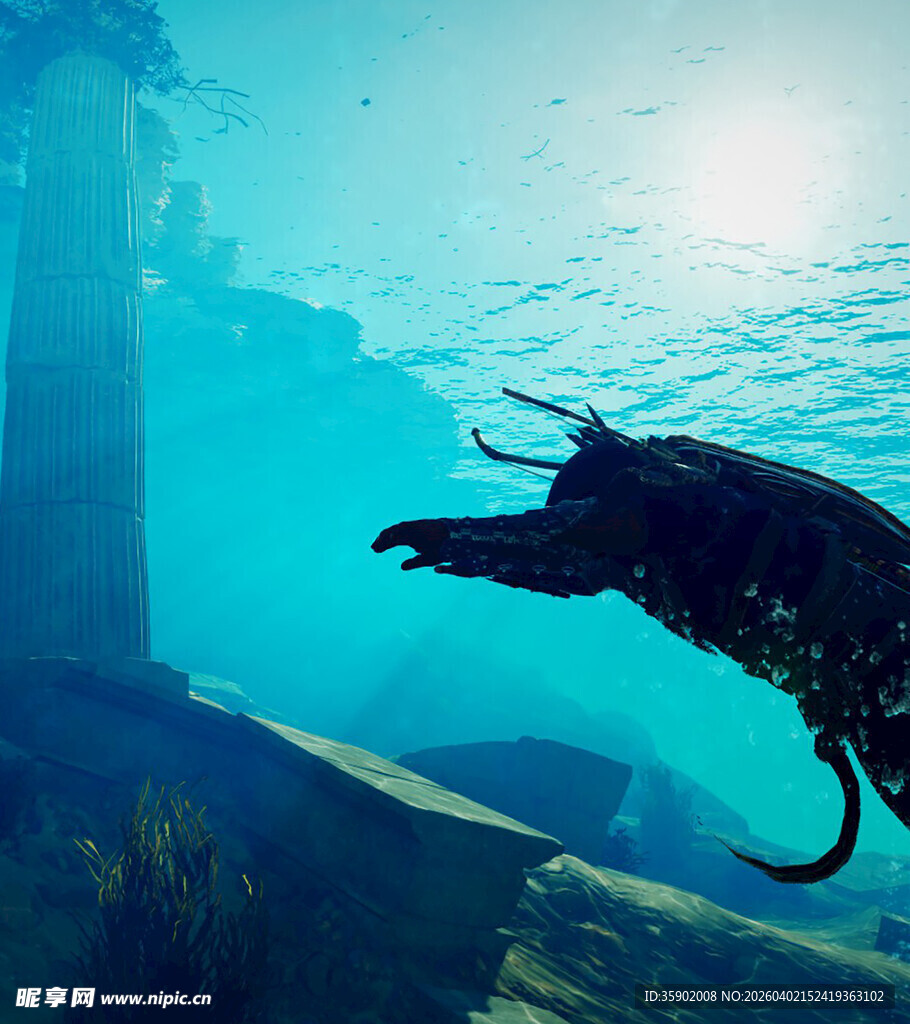 水下舞者的梦幻姿态