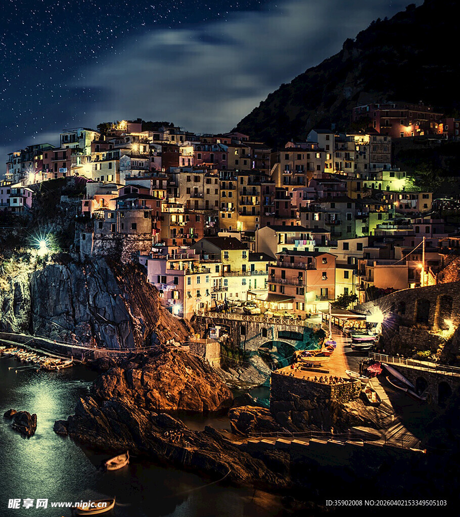 意大利五渔村美丽夜景