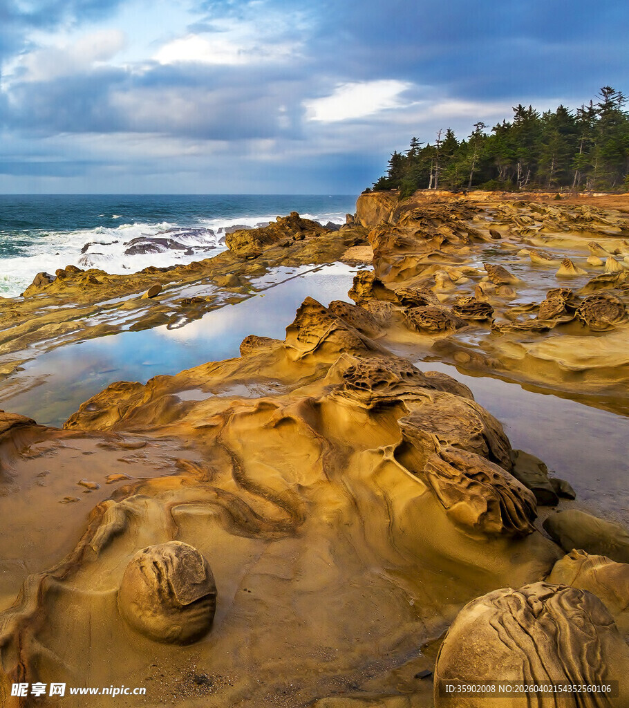 海岸边的奇特岩石景观