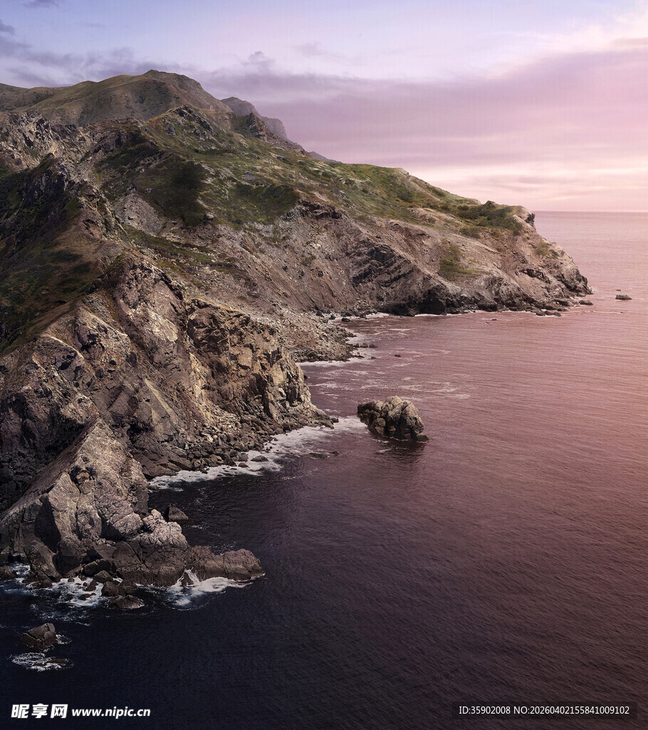 海岸黄昏景色壮美如画