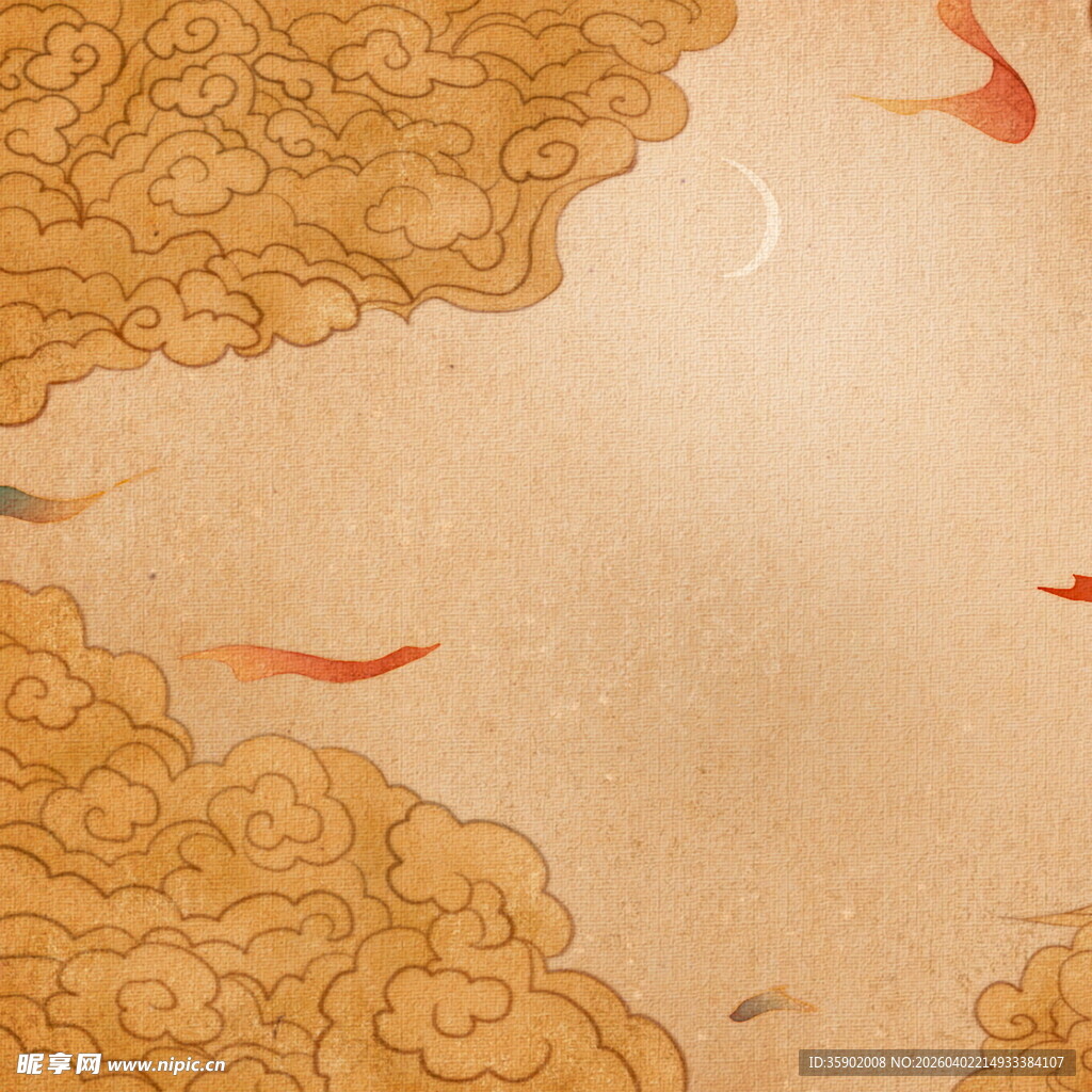 中式云纹游鱼古风插画