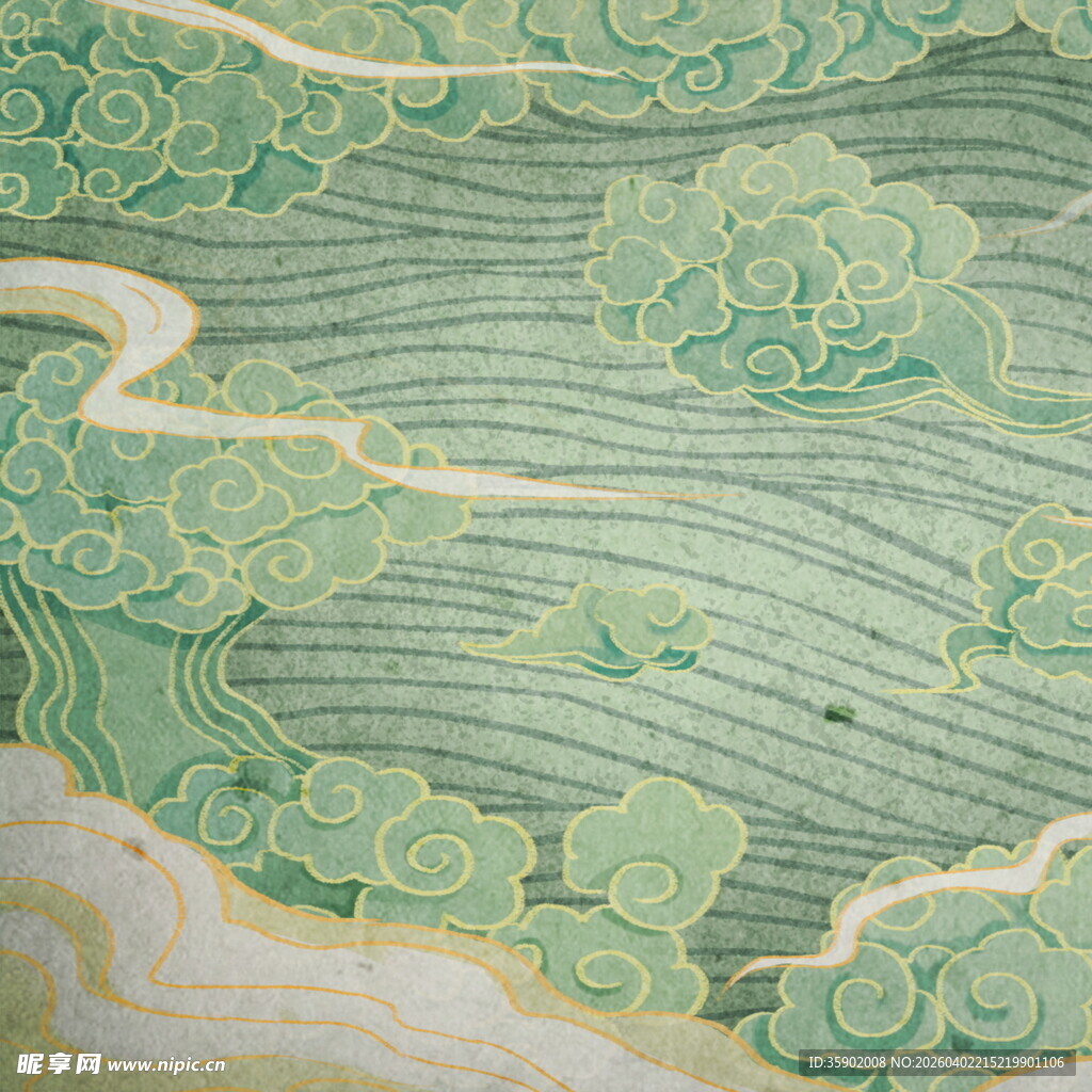 中式传统云纹海浪图案