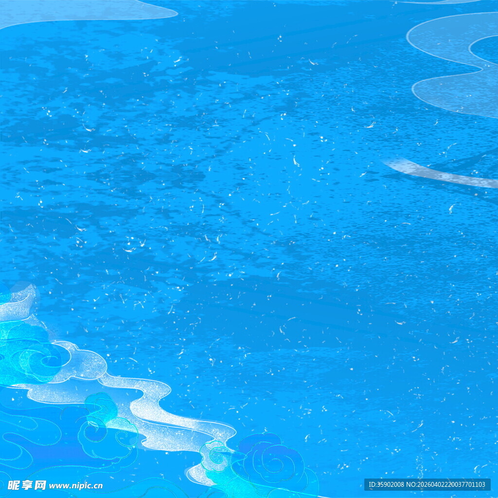 蓝色清澈水面波光粼粼