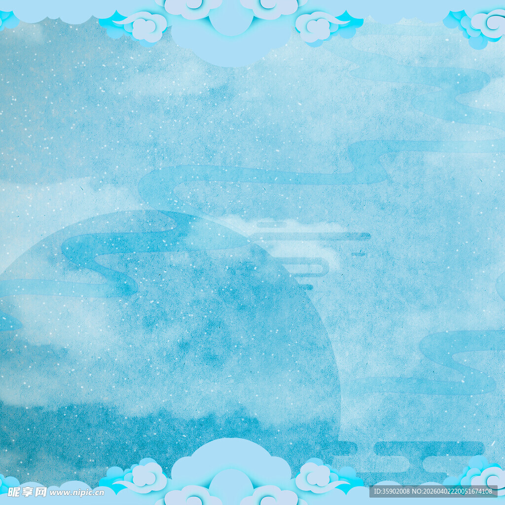 梦幻蓝色天空云朵背景图