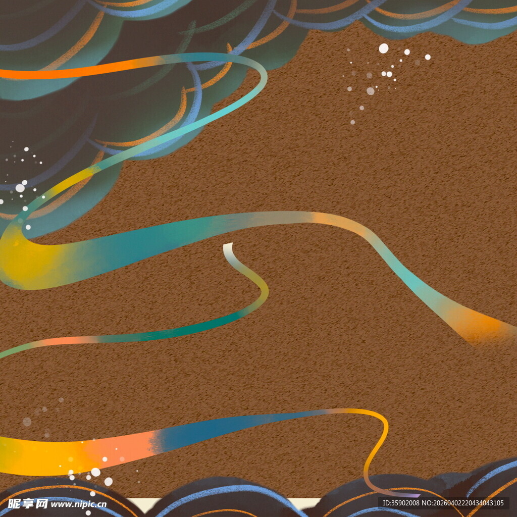 梦幻彩带飘飞抽象艺术图