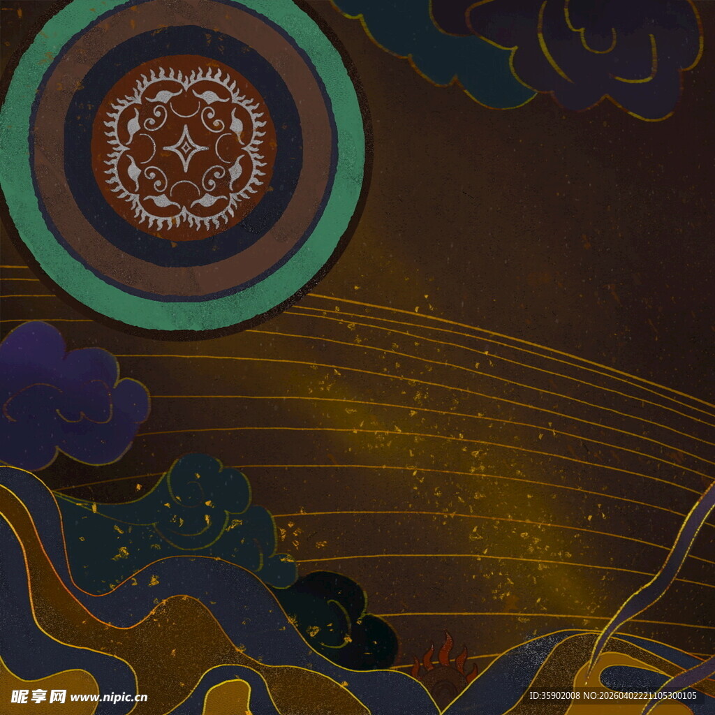 中式古风祥瑞图案插画