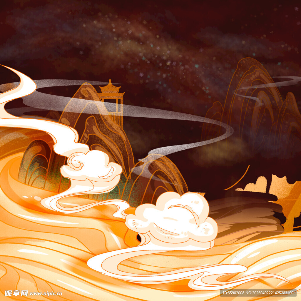 梦幻国风山水云雾景观