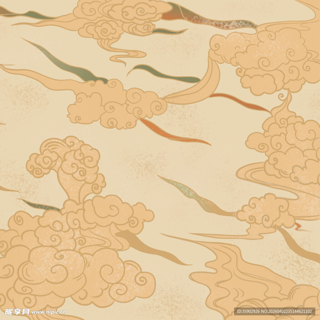 中式云纹飞鸟传统图案