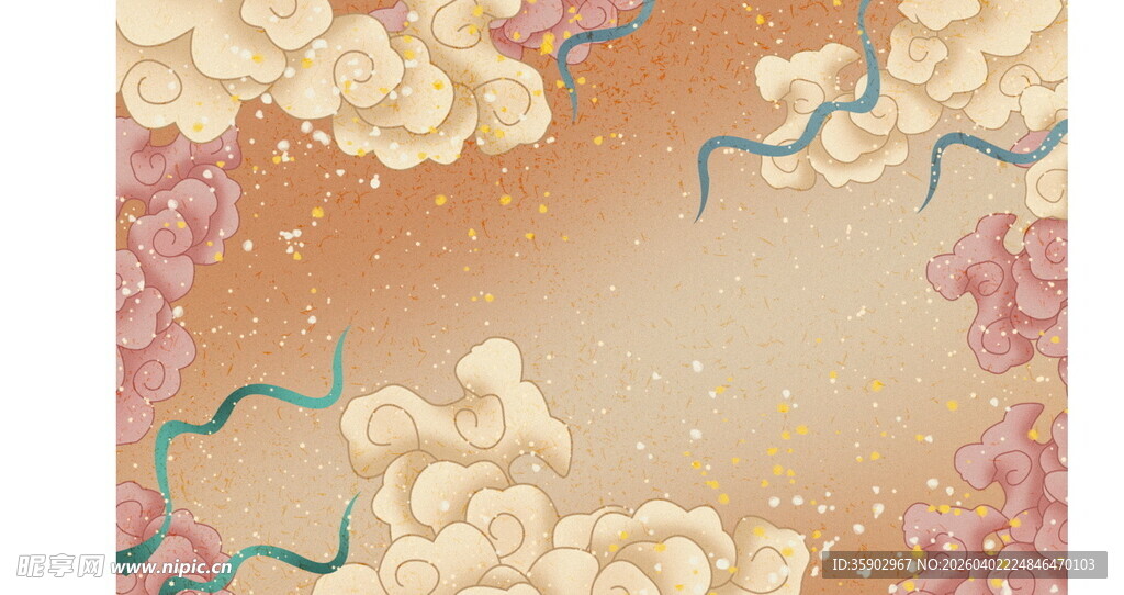 中式云纹花卉背景图案