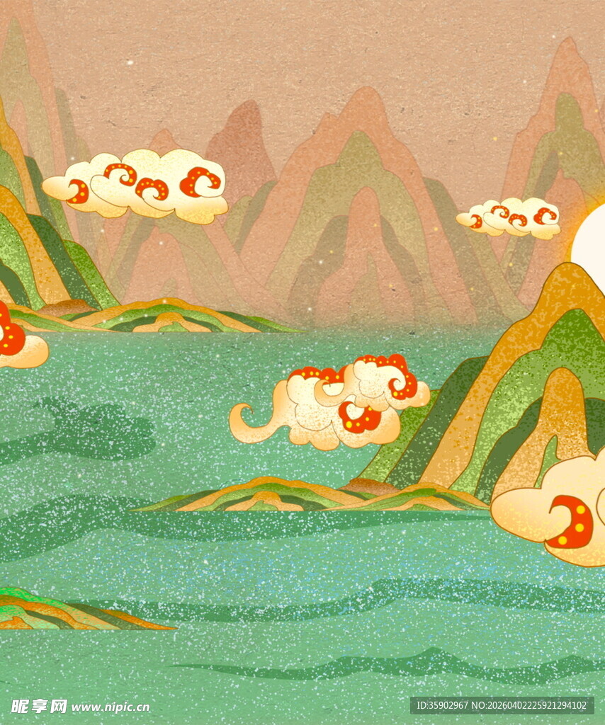 中式山水间的灵动祥云