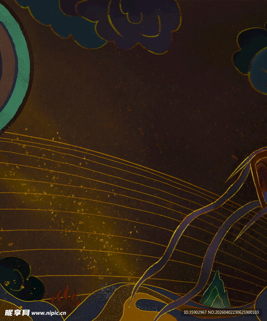 梦幻国风线条艺术画面