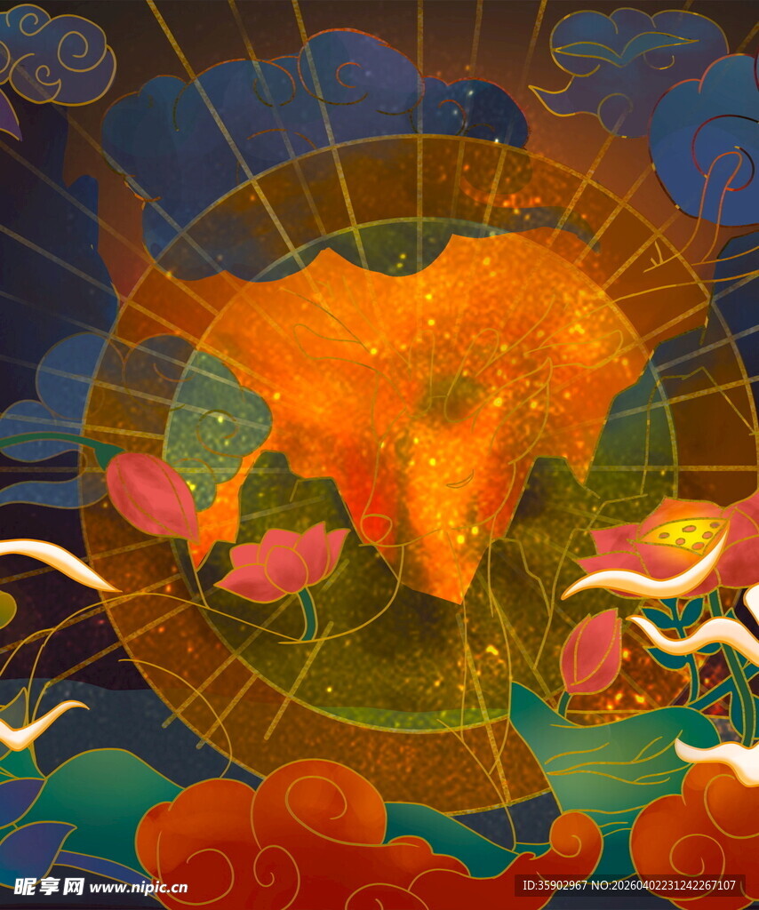 奇幻非洲大陆插画