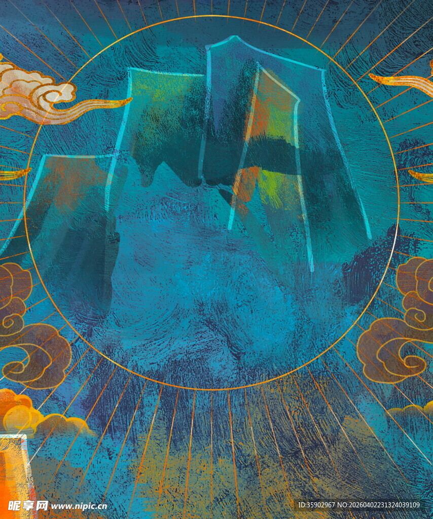 中式奇幻风建筑插画