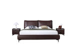 现代简约棕色皮质双人床