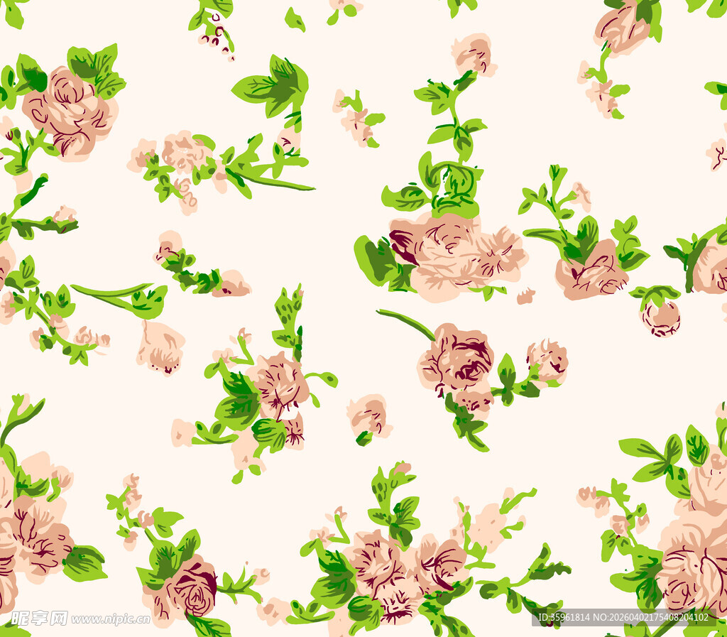 粉色花卉无缝图案背景