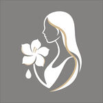 持花女性剪影图案设计