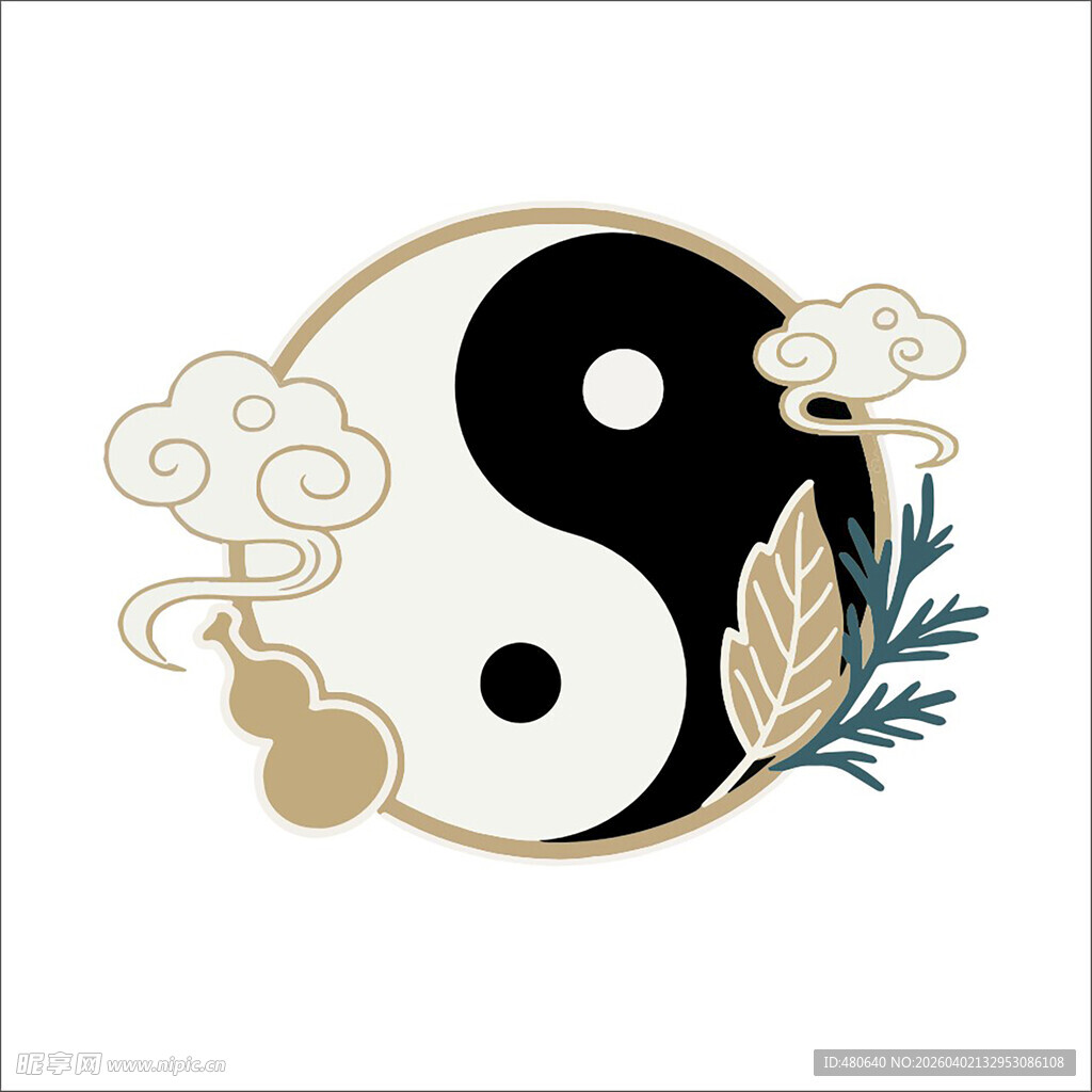 太极阴阳图案与装饰元素