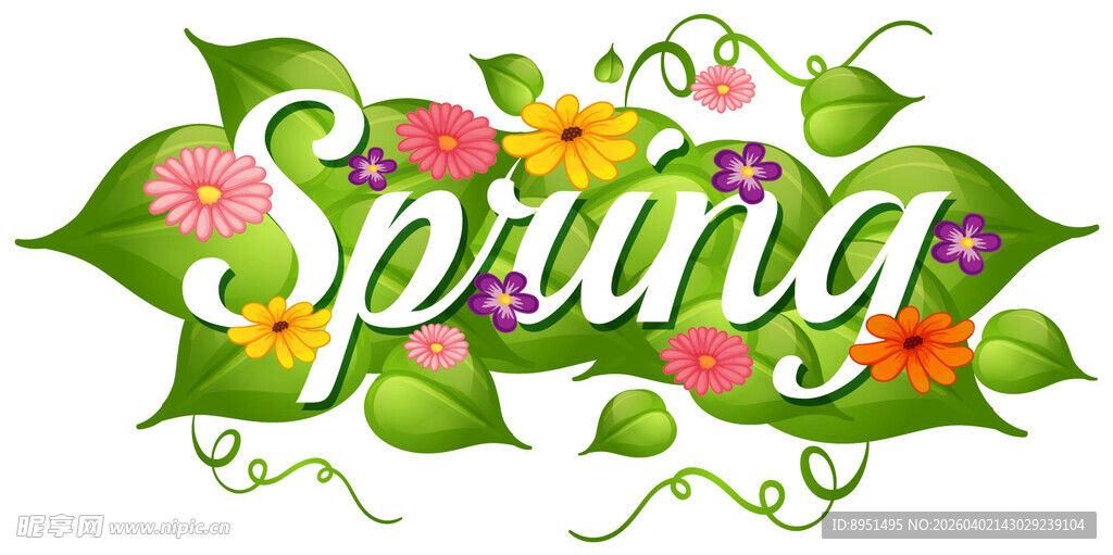春天花卉装饰艺术字