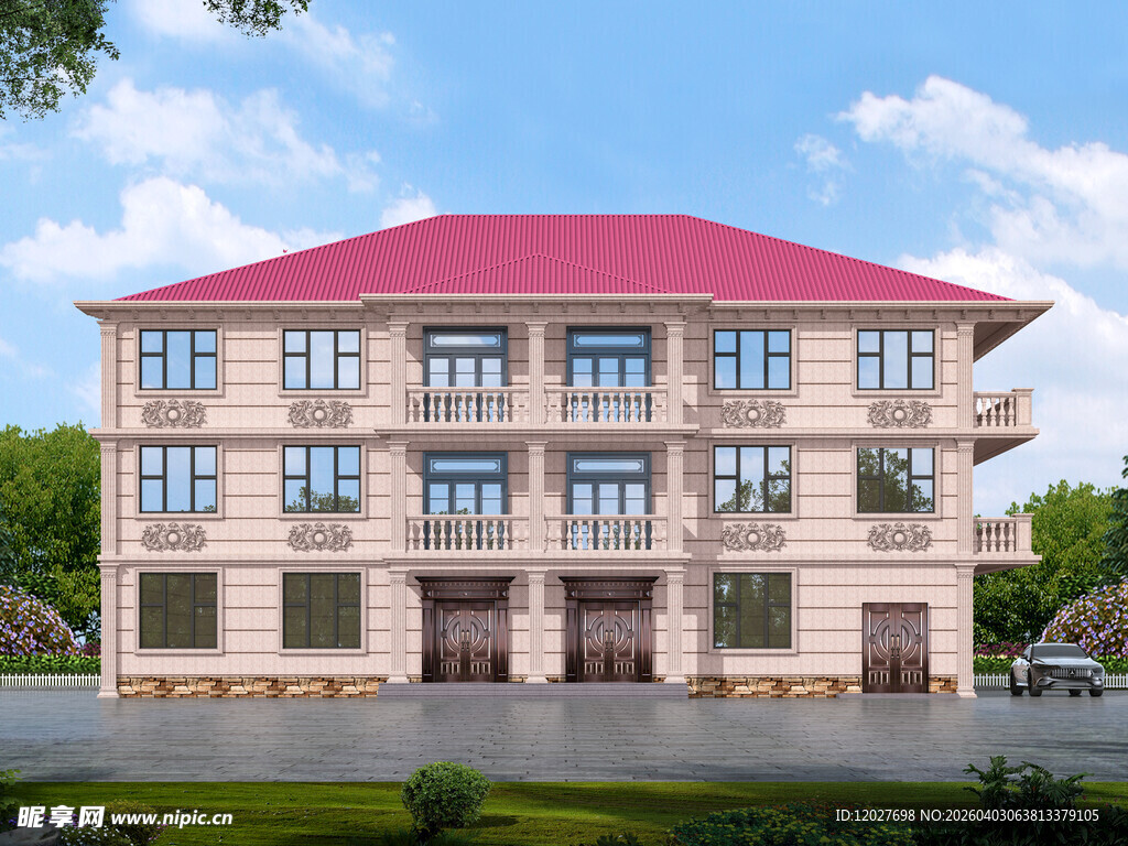 三层欧式风格别墅外观设计效果图