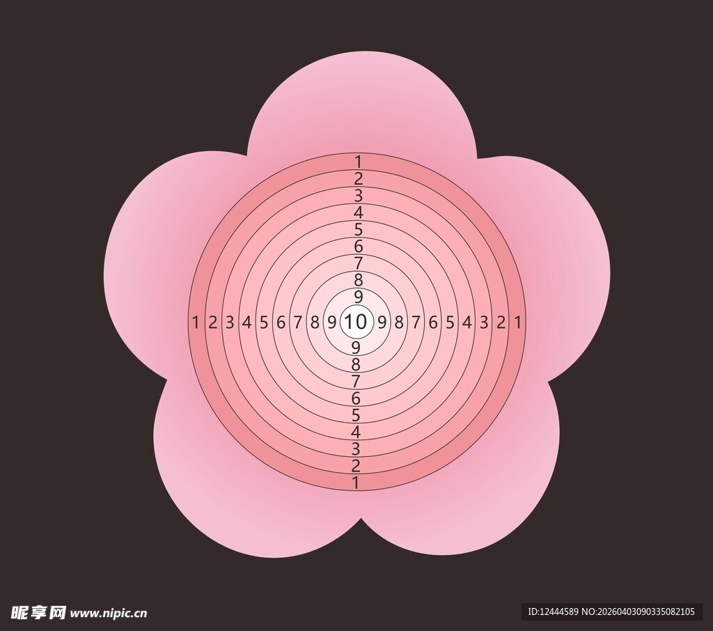 樱花节粉色花朵形状的靶心图案