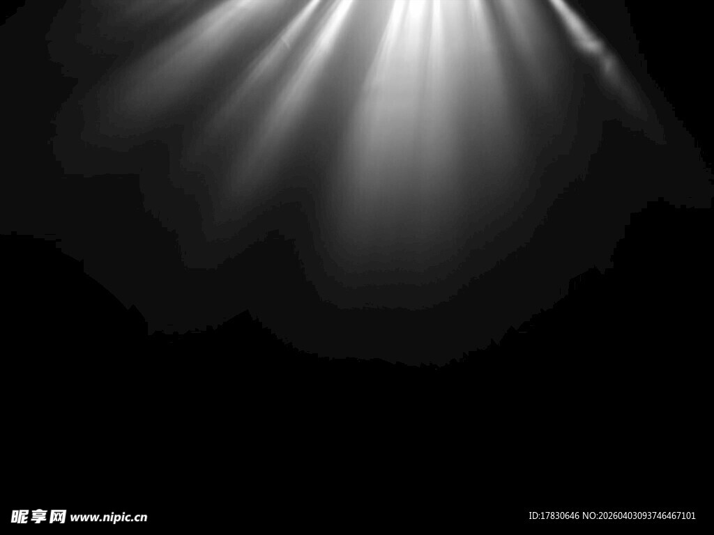 黑色背景下的光束效果