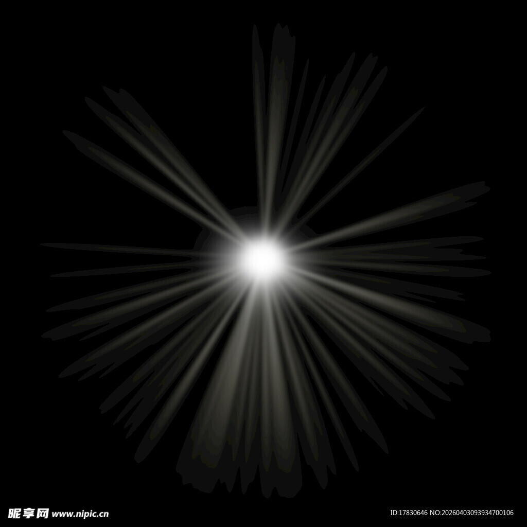黑色背景中的光线放射效果