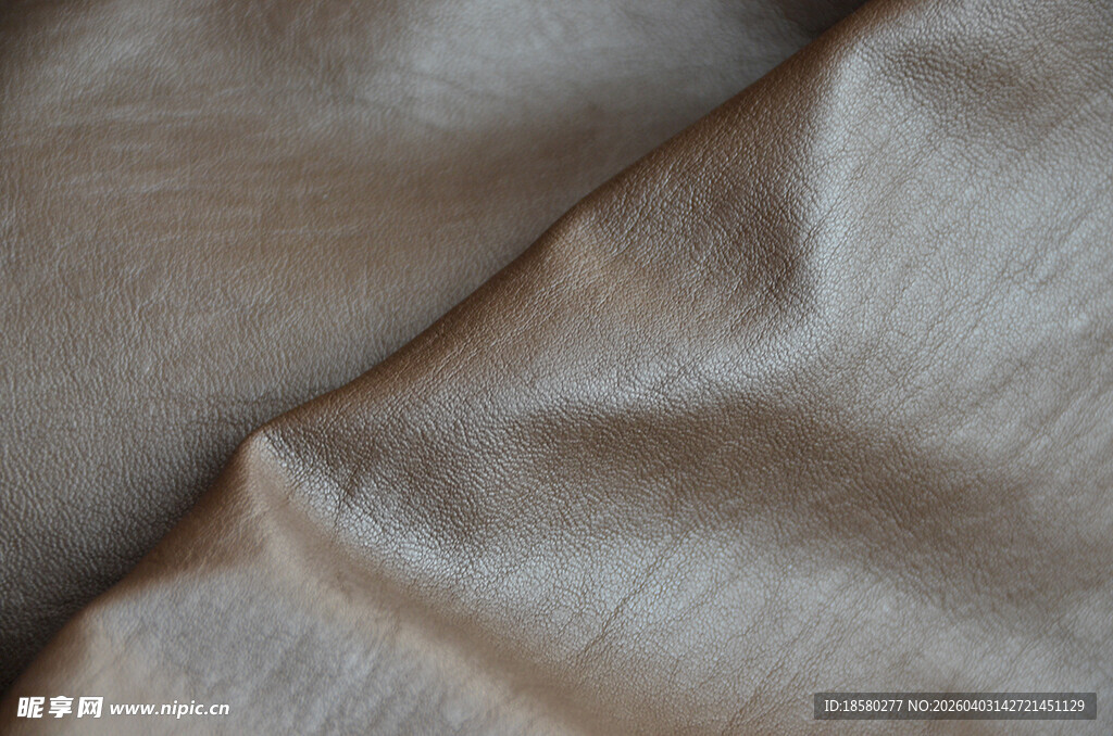 浅棕色皮革柔软织物纹理特写