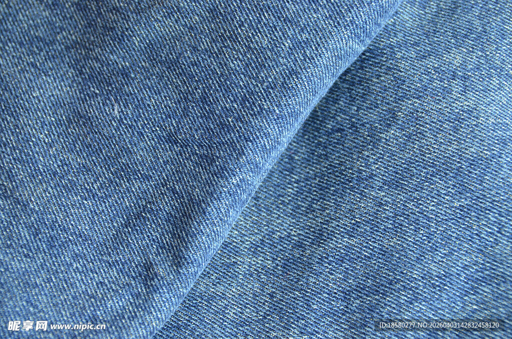 蓝色牛仔布料纹理特写