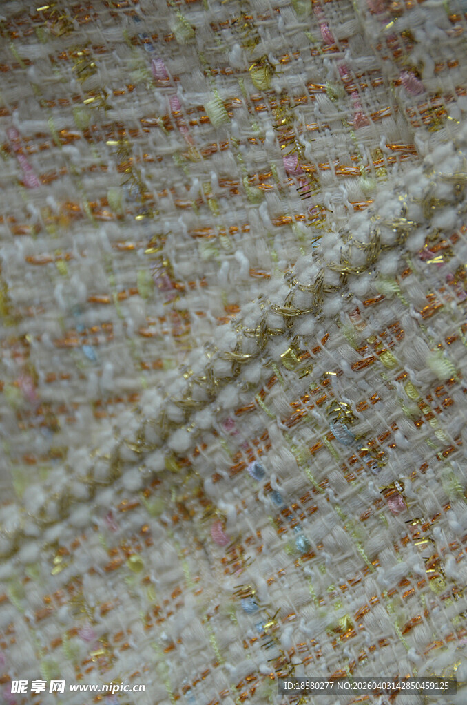 复古花纹织物纹理特写