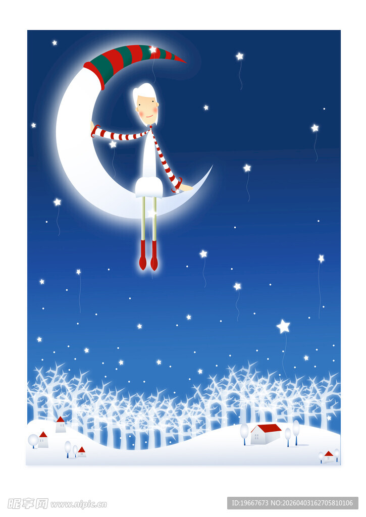 月亮上的圣诞梦幻装饰