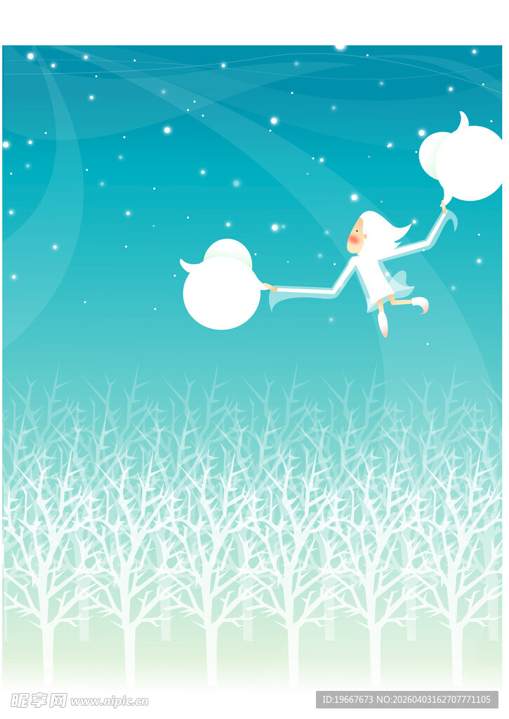 梦幻云端少女飞翔景象