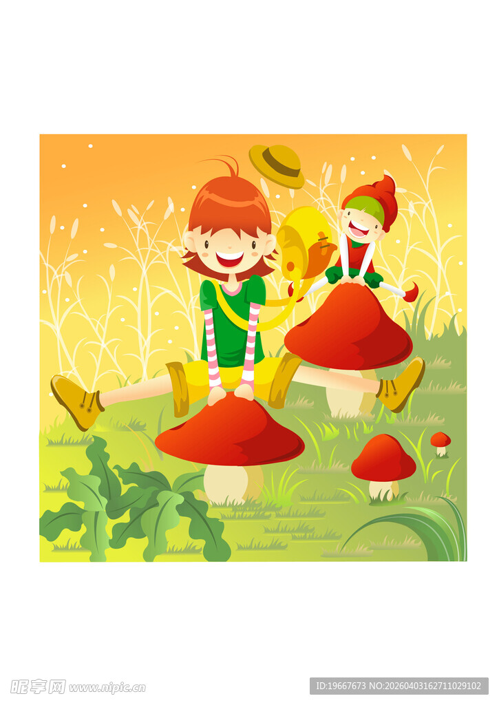 童话风儿童蘑菇园场景