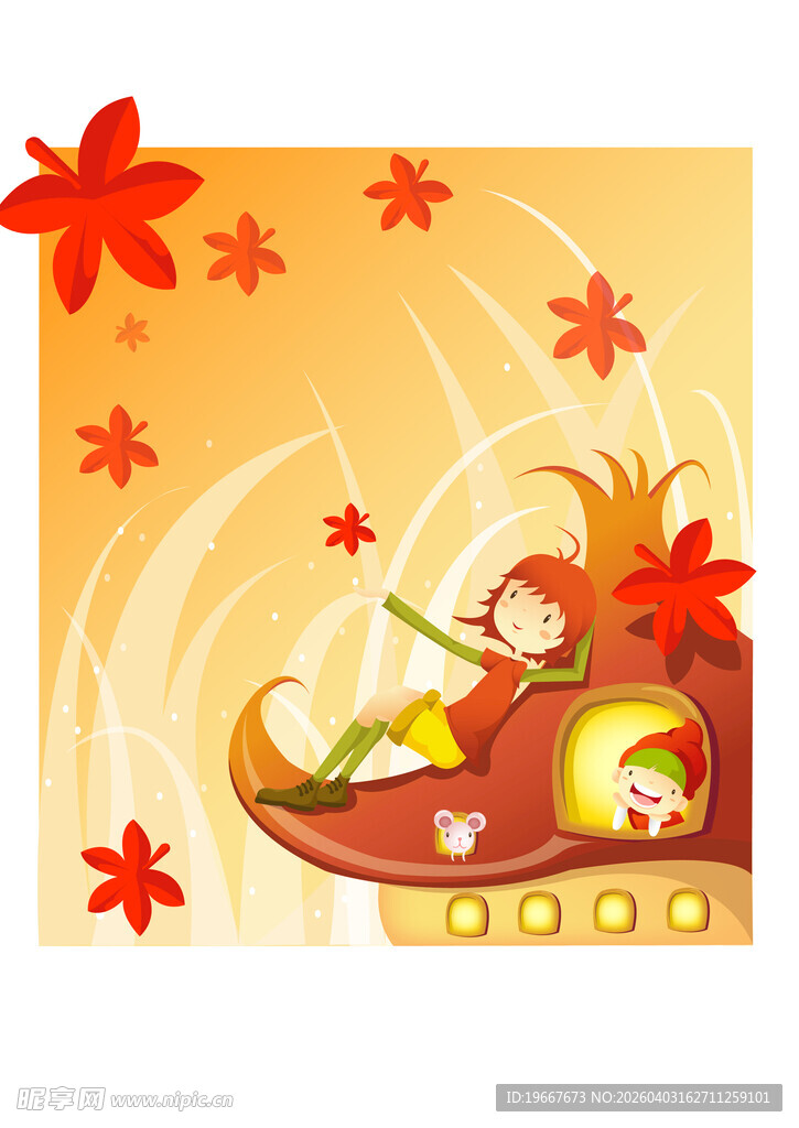 女孩乘飞船遨游奇幻空间