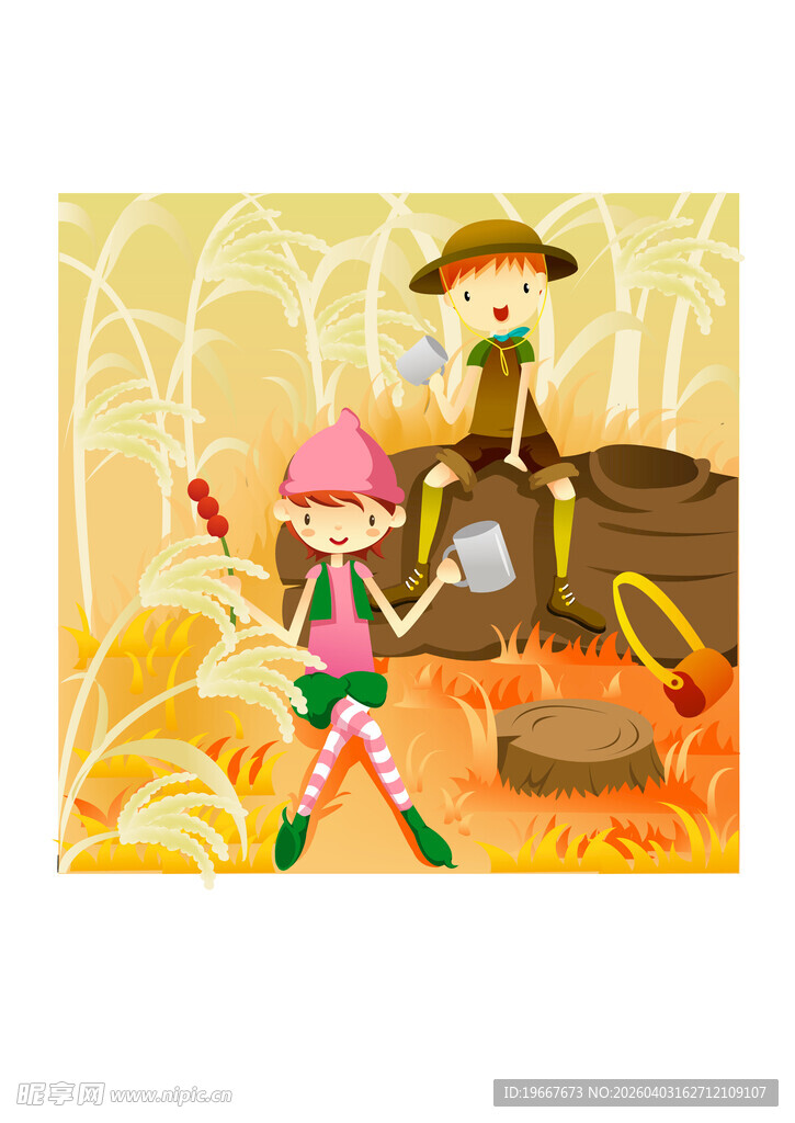 秋日森林中的童趣探险